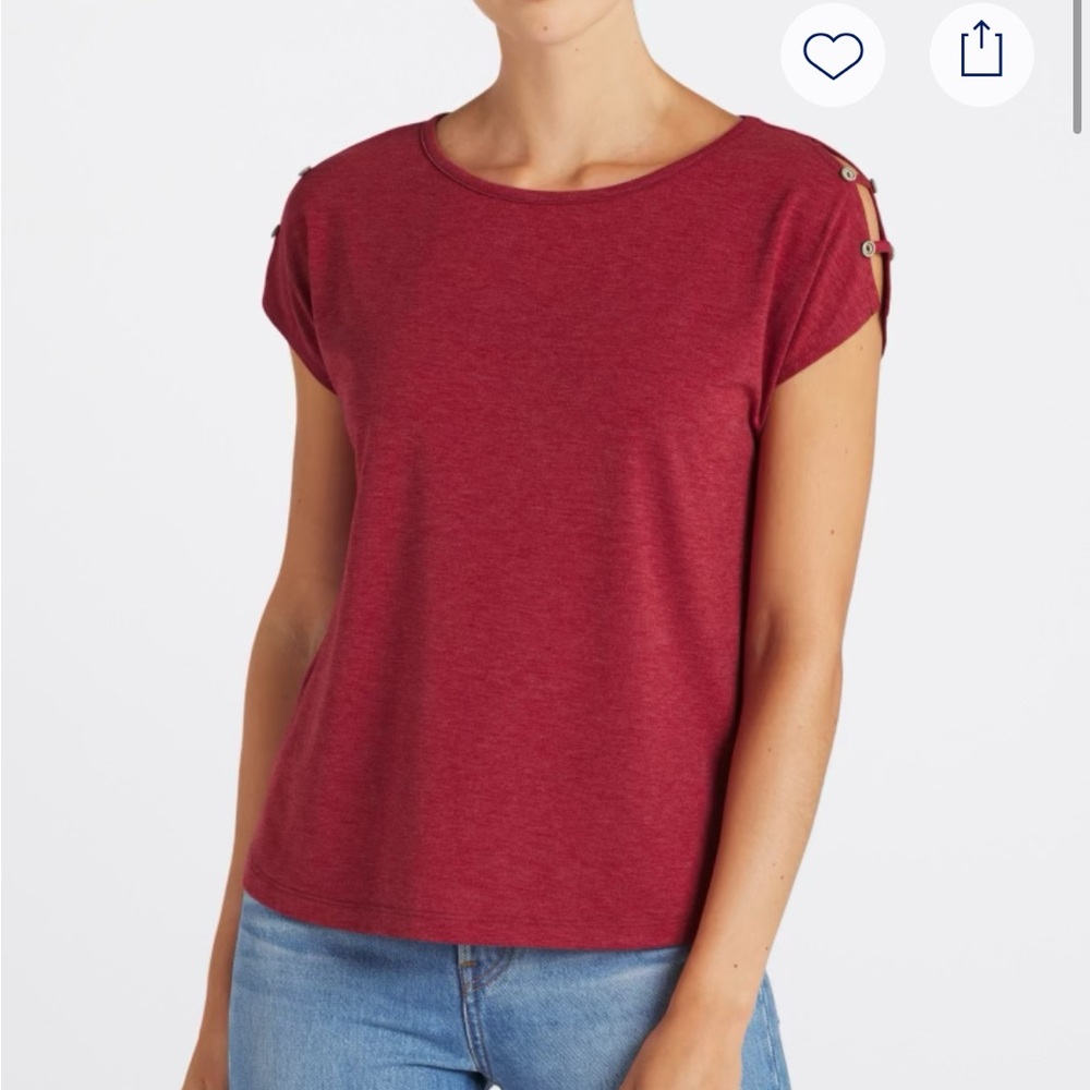 Women's Red Button-Shoulder Top
